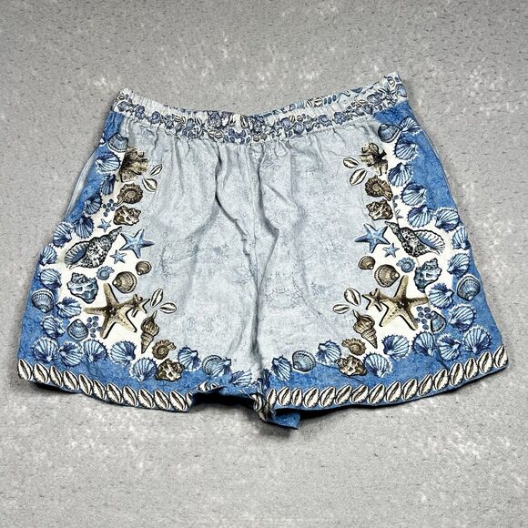 Ranna Gill Shorts Large Floral Multicolor Pull On Linen Blend Floral Pockets - Picture 10 of 13